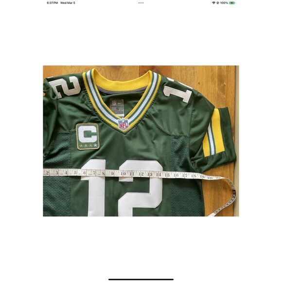 Nike Authentic NFL Aaron Rodgers #12 “C” GB Packers Jersey On Field SM $325 NEW - Picture 9 of 9